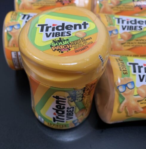 6 Bottles Trident Vibes Sour Patch Kids Tropical Peach Mango 40 Piece Bottles - Picture 2 of 2