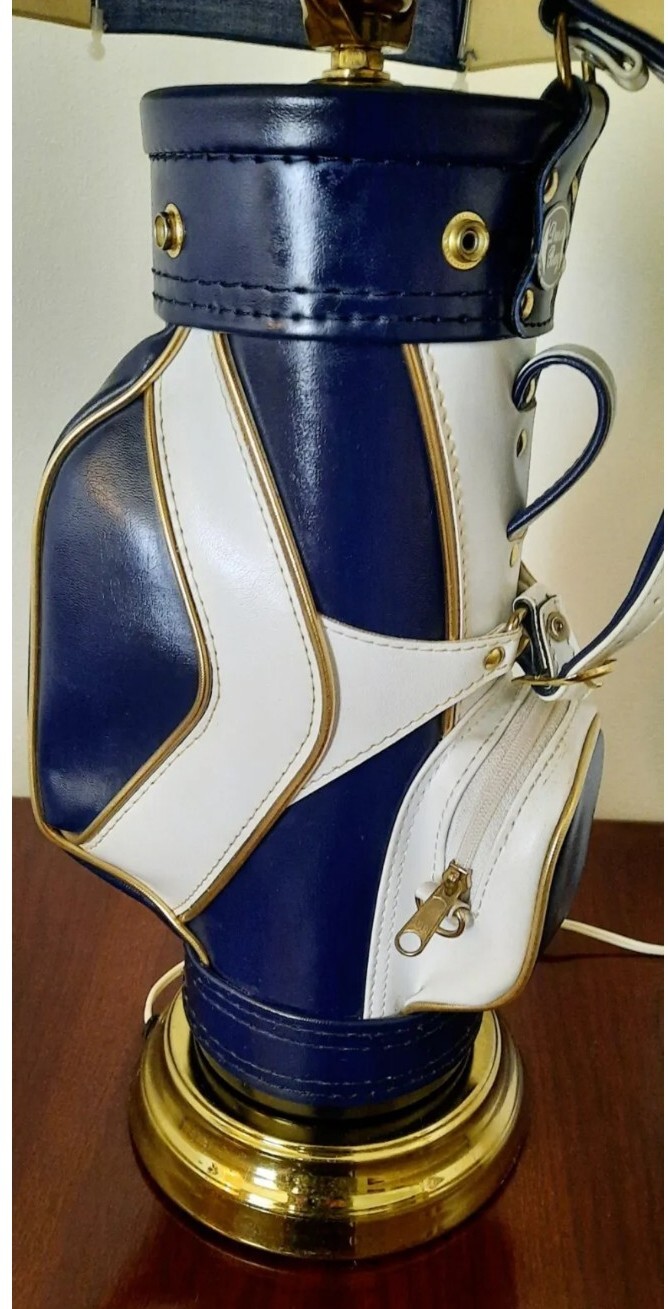 Vintage 1970s Dura Bag Golf Lamp With Blue & White Leather eBay