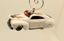 Christmas Ornament for 1941 Ford Coupe Trail Dragger White with Flames