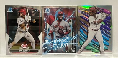 2023 Cam Collier (3) Card Lot. Bowman  Best Shellacked, Bowman Chrome.