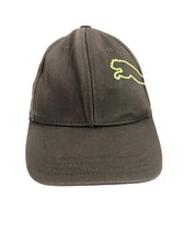 Puma Youth Baseball Hat Cap Black Gray W/ Green Stretch Fit Cat