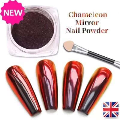 Red to Black Chameleon Chrome Powder Duo Mirror Crystal Effect Hole Colour Shift