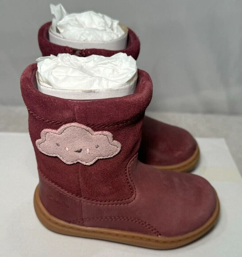 Clarks Bebé Niñas Botas de Gamuza Reino Unido 6 F / UE 22.5 Flash Nublado Rojo Baya Cremallera Foto 3 de 4