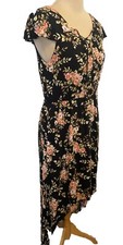 WAYF Hi-lo Flowy Maxi Black Peach Floral Rayon Dress Feminine Small Lined Laceup