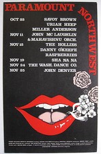 SAVOY BROWN John Denver URIAH Paramount Northwest 1972 Cardboard CONCERT POSTER