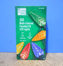Home Accents 50 Multi-Colored C6 LED String Lights Faceted 16 Ft Christmas New
