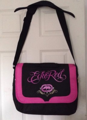 Frau Mädchen Kinder Ecko rot schwarz pink groß Laptop Schule Collage Übernachtungstasche
