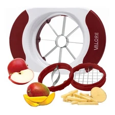 VTF849A Valore Soft Grip Food Slicer w/3 Blades-Apple Slicer, French Fry Cutter