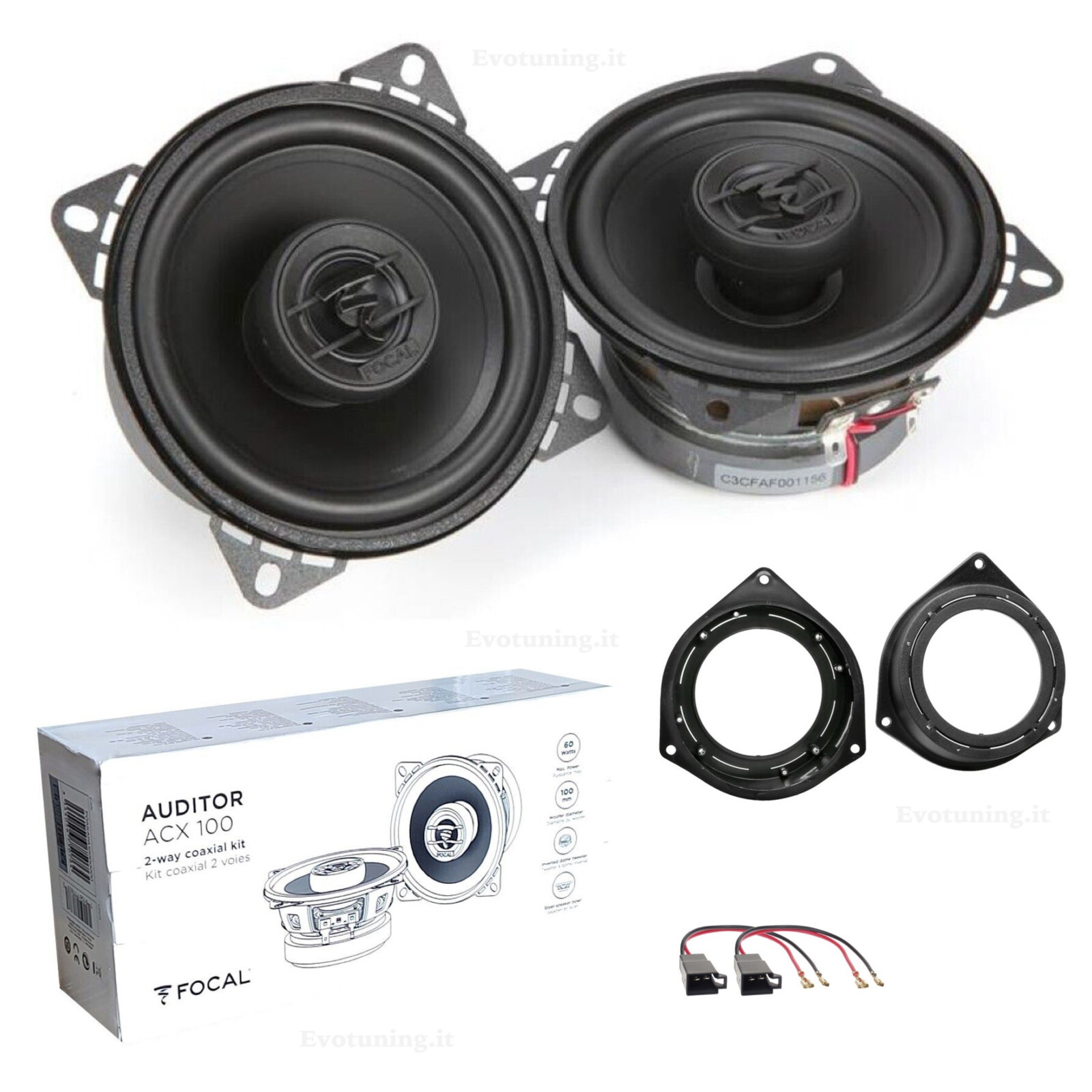 Kit 2 Casse Altoparlanti posteriori FOCAL ACX 100 per Fiat Grande Punto Evo 199