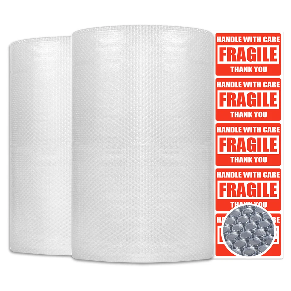 3/16" Bubble Cushioning Roll Perforated Every 12" With Fragile Stickers US STOCK - Image 2 of 4