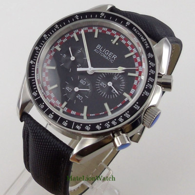Multifunction Men's Watch Black Dial Week Date Display Calendar Small Seconds
