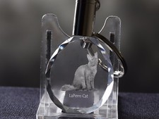 LaPerm, Katze Kristall rund Schl&uuml;sselbund, Crystal Animals DE