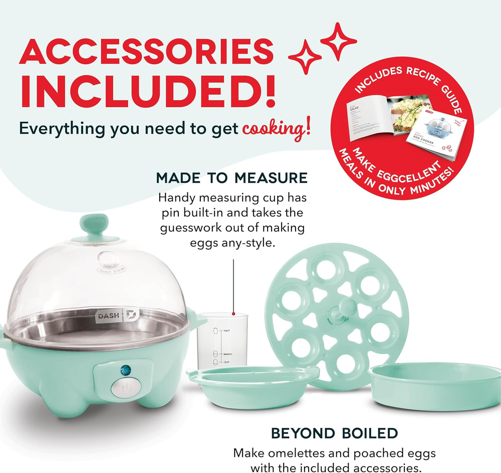 6-Capacity Electric Rapid Egg Cooker for Hard Boiled & Poached Eggs  