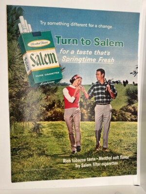 Vintage 1965 Print Ad 13.5”x10.5” Salem Menthol Cigarettes tobacco