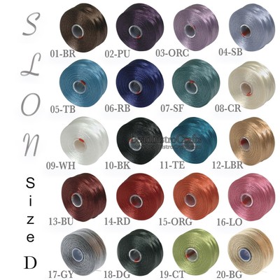 S-LON Size D Thread - Nylon beading monocord - 78 yard length spools - 20