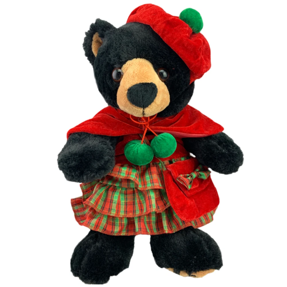 RED WINTER CHRISTMAS TARTAN DRESS TEDDY OUTFIT FIT 16