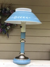 Vtg.Tole Painted Lamp,Mid Century Williamsburg Blue,Colonial Decor,Table Top