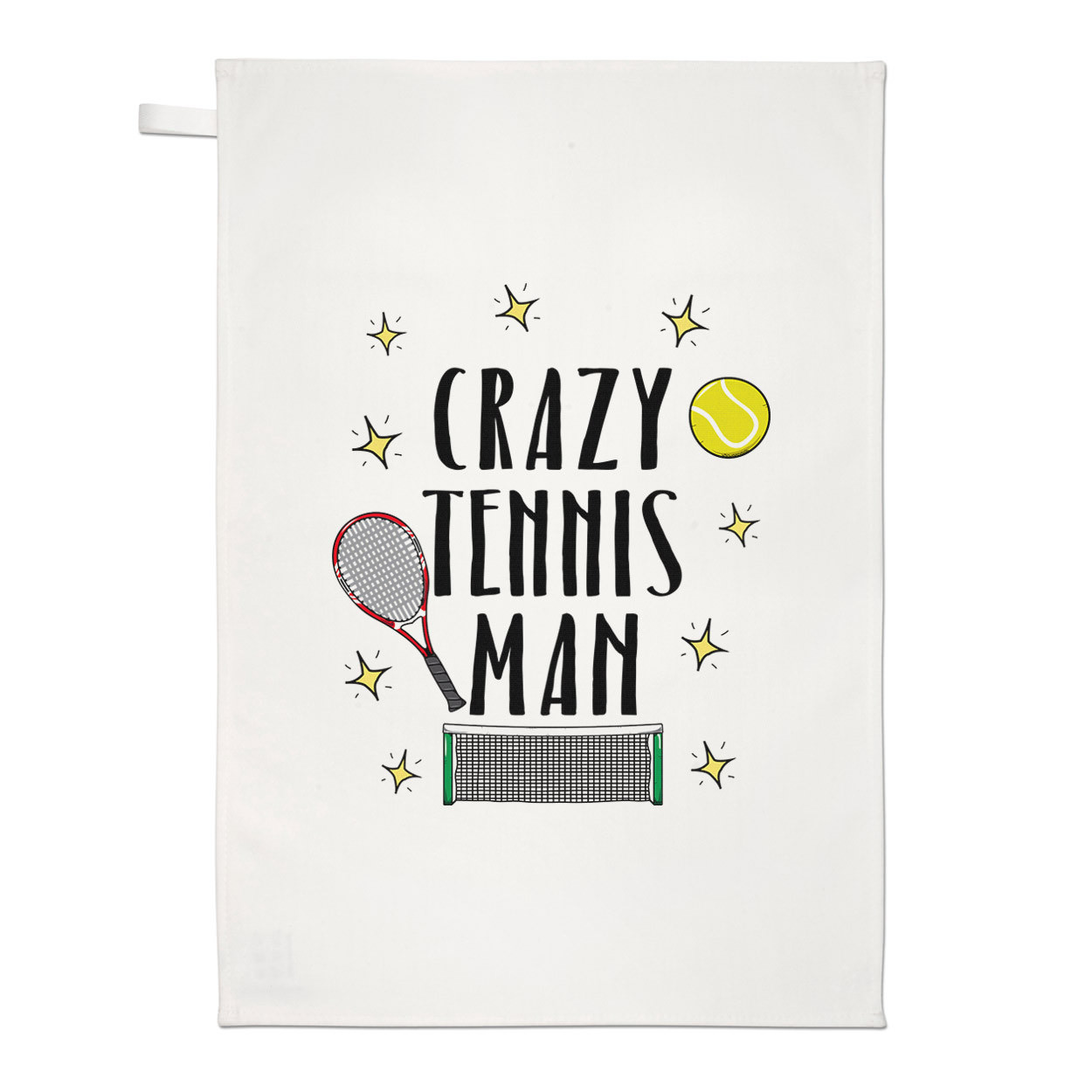 Crazy Tennis Man Tea Towel Dish Cloth - Funny Sport