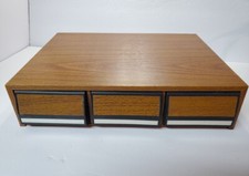 Vintage Wood Grain 3 Drawer Audio CASSETTE TAPE Storage Holder Case Holds 36 