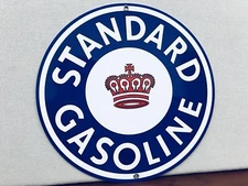 Standard crown gasoline  Oil Oils vintage Round Metal sign Reproduction
