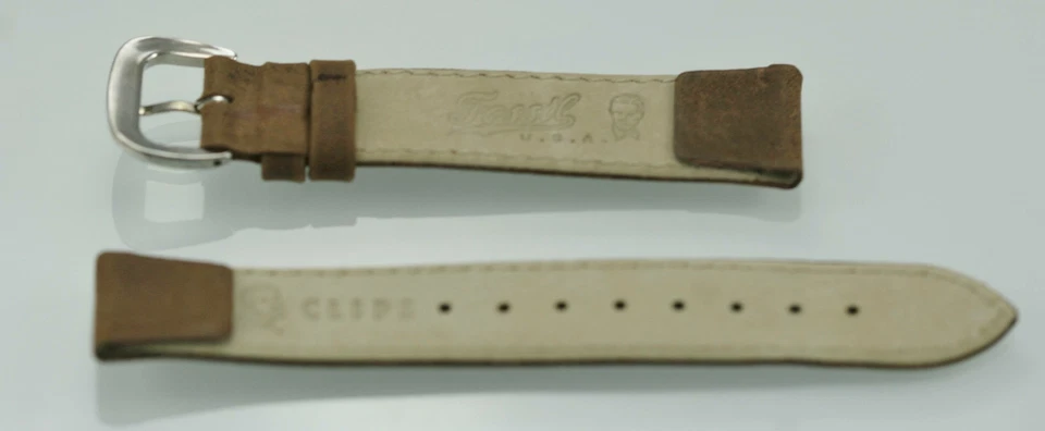 Fossil Acero Inoxidable Cuero Marrón Claro Clips de Repuesto Correa de Reloj 18mm Foto 2 de 2