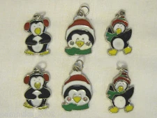 PENGUIN CHRISTMAS HOLIDAY ENAMEL SCRAPBOOK JEWELRY CRAFT CHARM LOT SET *NEW*