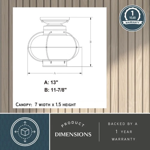 Vaxcel Lighting T0144 Chatham 1 Light Semi-Flush Mount Outdoor - Black - Picture 7 of 12