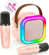 Kids Mini Karaoke Machine with 2 Wireless Mics - Perfect Birthday Gift 