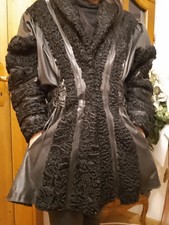 Echtlederjacke Damen, Schwarz Astragan