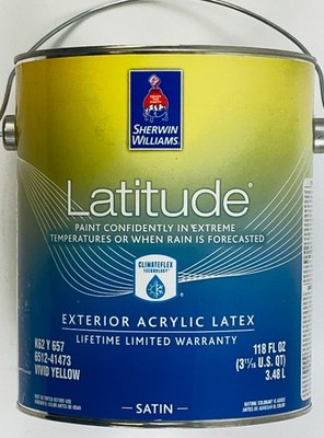 Sherwin Williams Latitude Exterior Acrylic Latex Paint Vivid Yellow Satin 118 oz