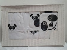 5 Piece Panda Baby Bath Set Soft Cotton Hooded Towel Robe Bib Washcloth Gift