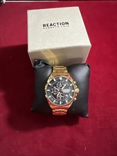 Men's Kenneth Cole Reaction Stainless Steel Band Watch Quartz Gold Tone 44mm
