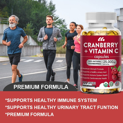 Cranberry Extract 25,000mg 120 Capsules With Vitamin C&Vitamin E Immune Support