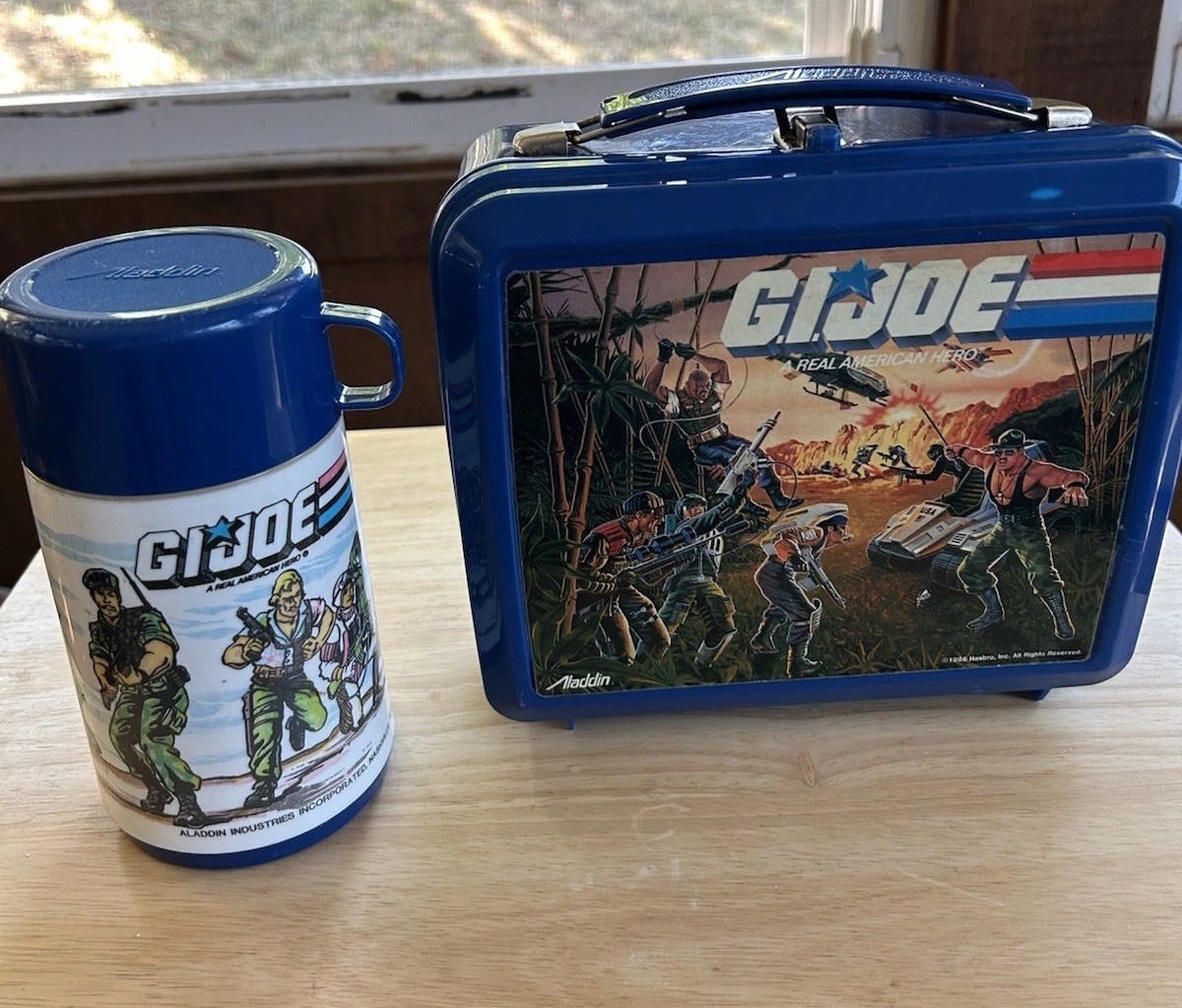GI JOE plastic Lunch Box And Thermos By ALADDIN A REAL AMERICAN