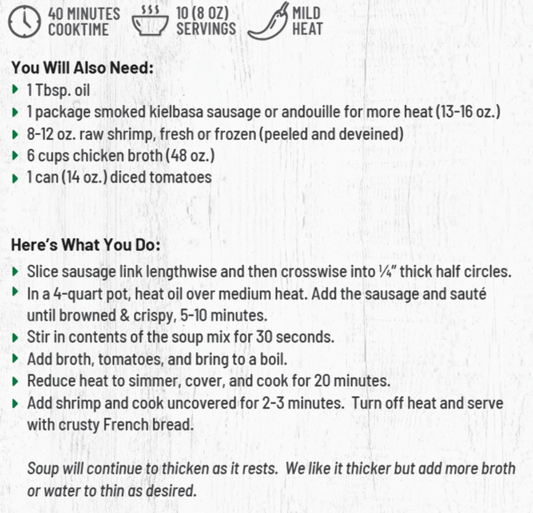 New Orleans Creole Jambalaya Soup Mix