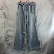 Anthropologie Jeans Womens 28 Flare Palazzo High Rise Denim Tie Pilcro Light