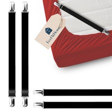 4 PCS Black Bed Sheet Clips Corner Mattress Holder Straps