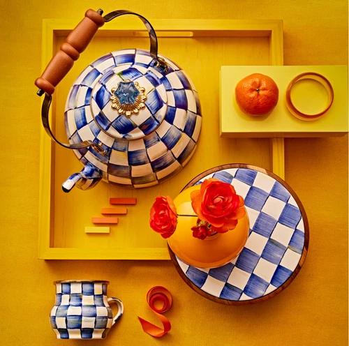 Mackenzie-Childs Royal Check Tea Kettle - Thumbnail 3
