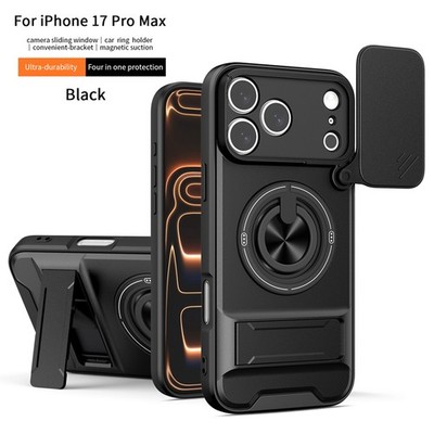 For iPhone 17Pro Max Shockproof Case Hybrid Armor Ring KickStand Cover