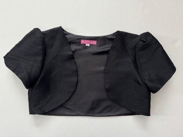 NEW Girls Size 12 Black Cropped Bolero Shrug Jacket Formal Party Wedding Dress
