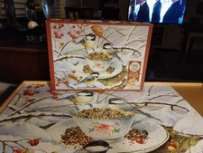 Cobble Hill Chickadee Tea 275  Puzzle, Jane Maday w Extra Large Pieces-complete 