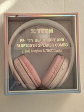 ZTECH PRETTY HEADPHONE AND BLUETOOTH SPEAKER COMBO  NEW  PINK  WHITE