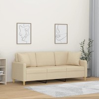 3-Sitzer-Sofa Mit Zierkissen Creme 180 Cm Stoff