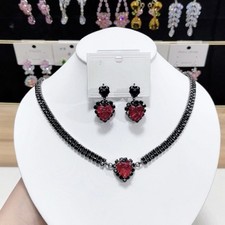 Cubic zirconia bridal necklace and earrings set