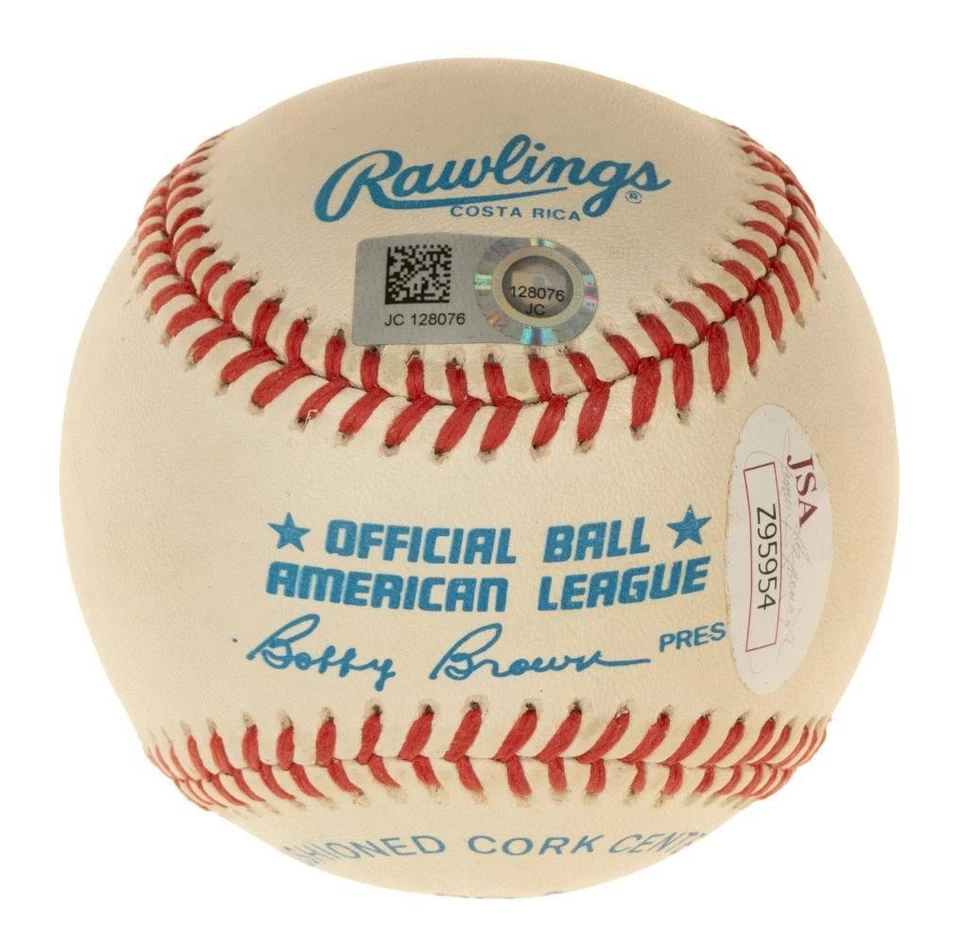 Mickey Mantle Mike Trout Signed American League Baseball JSA Z95954 - Image 2 of 3