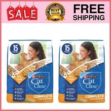 2 Bag Cat Chow Complete High Protein Dry Cat Food with Real Chicken, 15 lb Bag