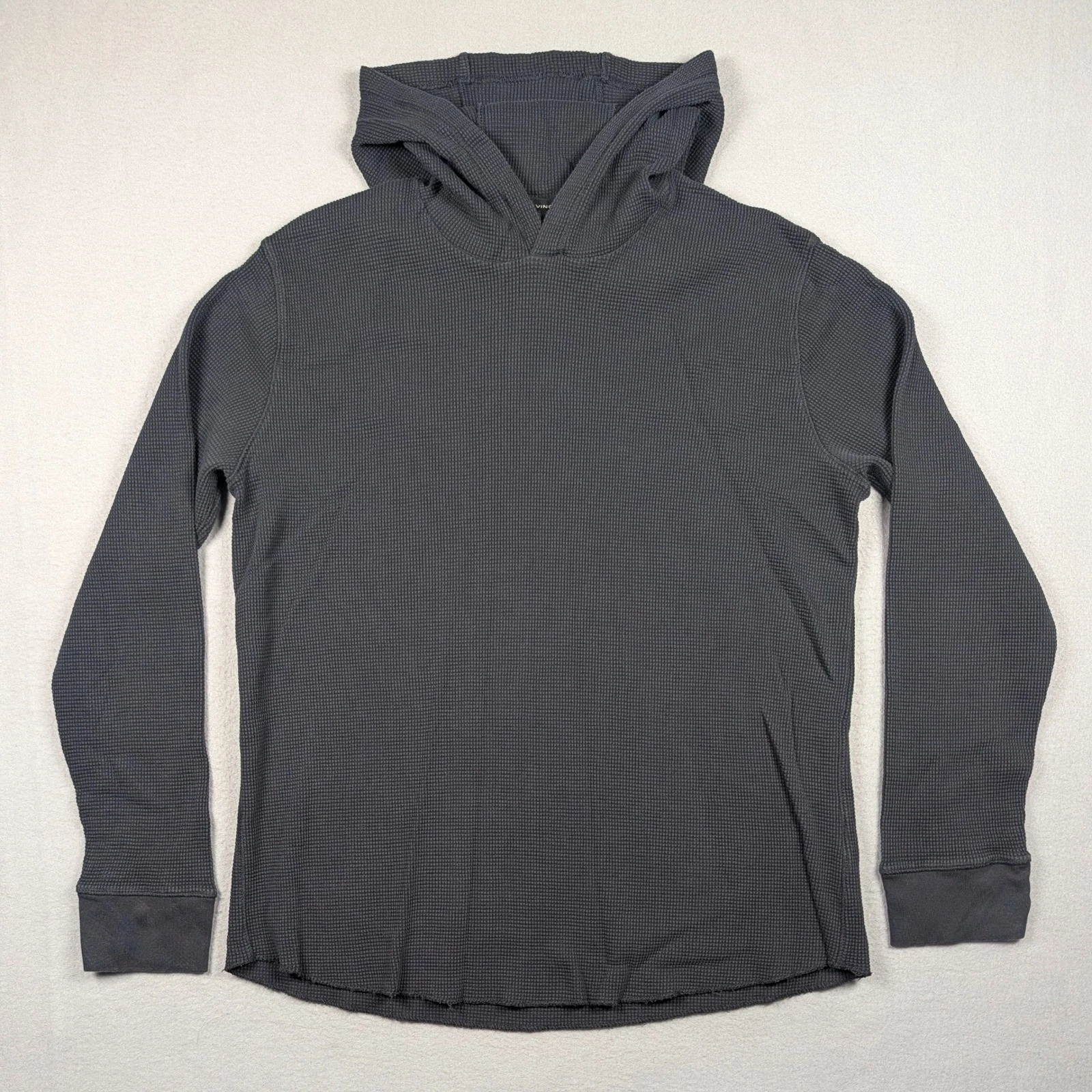 Vince Waffle Knit Hoodie Mens XL Gray Thermal Cotton Pullover MX4799832A