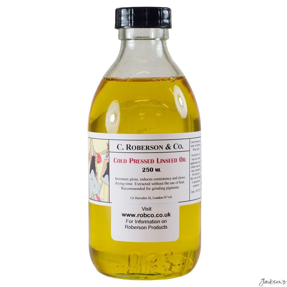 Roberson Cold Pressed Linseed Oil 250ml For Oil Paint Medium And Pigments