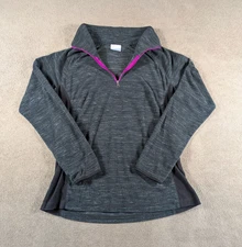 Columbia Fleece Jacket Women Large Charcoal Gray Glacial Stretch Comfort 1/4 Zip