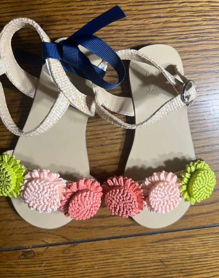 Sandalias tejidas con flores Janie and Jack Spring Break Edit talla 9 para niños pequeños nuevas con etiquetas Foto 2 de 4